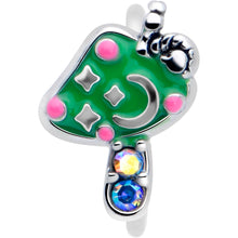 Load image into Gallery viewer, 20G 5/16 Aurora Gem Fanciful Green Mushroom Nose Hoop
