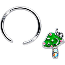 Load image into Gallery viewer, 16G 3/8 Aurora Gem Fanciful Green Mushroom BCR Captive Ring