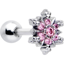 Load image into Gallery viewer, 16G 1/4 Pink CZ Gem Glam Snowflake Cartilage Tragus Earring