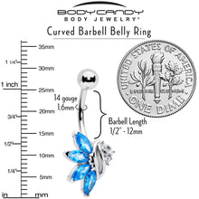 Load image into Gallery viewer, Blue CZ Gem Swirl Fan Belly Ring