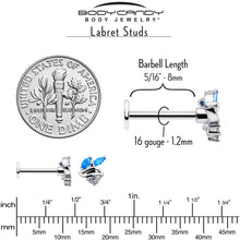 Load image into Gallery viewer, 16G 5/16 Blue CZ Gem Swirl Fan Labret Monroe Tragus