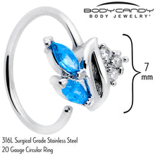 将图片加载到图库查看器,20G 5/16 Blue CZ Gem Swirl Fan Nose Hoop