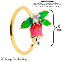 Load image into Gallery viewer, 20G 5/16 Clear CZ Gem Gold Tone Bell Flower Nose Hoop
