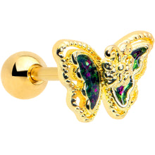 Load image into Gallery viewer, 16G 1/4 Vitrail Gem Gold Tone Classic Butterfly Cartilage Earring