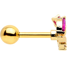 Load image into Gallery viewer, 16G 1/4 Red CZ Gem Gold Tone Swirl Fan Cartilage Tragus Earring
