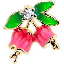 Load image into Gallery viewer, 16G 5/16 Clear CZ Gem Gold Tone Bell Flower Labret Monroe Tragus