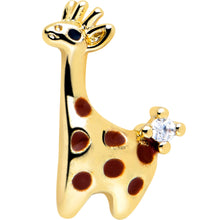 Load image into Gallery viewer, 20G 7mm Clear CZ Gem Golden Giraffe L Shape Nose Ring