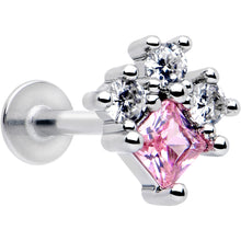 Load image into Gallery viewer, 16G 5/16 Pink Clear CZ Gem Rhombus Riot Labret Monroe Tragus