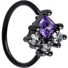 Load image into Gallery viewer, 20G 5/16 Purple CZ Gem Black Rhombus Riot Nose Hoop