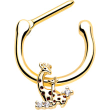 将图片加载到图库查看器,16G 5/16 Clear CZ Gem Gold Tone Mom Baby Giraffe Cartilage Clicker
