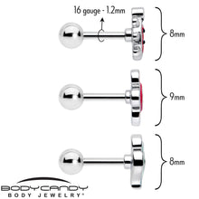 Load image into Gallery viewer, 16G 1/4 Ladybug Hippie Flower Cartilage Tragus Earring Set of 3