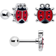 Load image into Gallery viewer, 16G 1/4 Ladybug Hippie Flower Cartilage Tragus Earring Set of 3