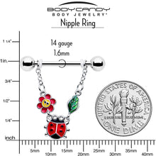 将图片加载到图库查看器,14G 9/16 Ladybug Hippie Flower Chain Dangle Nipple Ring Set