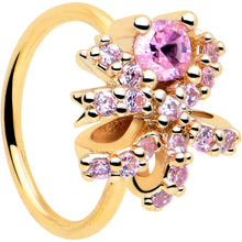 Load image into Gallery viewer, 20G 5/16 Pink CZ Gem Gold Tone Abstract Ribbon Nose Hoop
