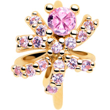Load image into Gallery viewer, 20G 5/16 Pink CZ Gem Gold Tone Abstract Ribbon Nose Hoop