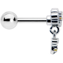 Load image into Gallery viewer, 16G 1/4 Yellow CZ Gem Flower Bee Dangle Cartilage Tragus Earring