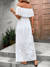 将图片加载到图库查看器,White Stylish Off-Shoulder Maxi Dress Elegant Short Sleeve Summer Dress