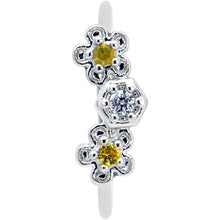 Load image into Gallery viewer, 20G 5/16 Yellow CZ Gem Flower Honeycomb Nose Hoop