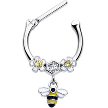 将图片加载到图库查看器,16G 5/16 Yellow CZ Gem Flower Bee Dangle Cartilage Clicker