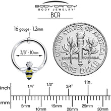 将图片加载到图库查看器,16G 3/8 Clear CZ Gem Bee Sweet BCR Captive Ring