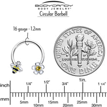 Load image into Gallery viewer, 16G 3/8 Yellow CZ Gem Bee Flower Horseshoe Circular Barbell