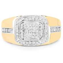 Load image into Gallery viewer, 14K Yellow Gold Plated 0.29 Carat Genuine White Diamond .925 Sterling Silver Ring