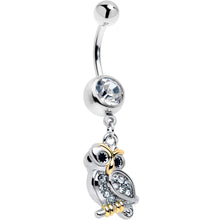 将图片加载到图库查看器,Clear Gem Evening Owl Dangle Belly Ring