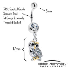 将图片加载到图库查看器,Clear Gem Evening Owl Dangle Belly Ring