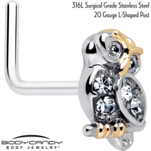 将图片加载到图库查看器,20G 7mm Clear Gem Evening Owl L Shape Nose Ring