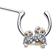 Load image into Gallery viewer, 16G 5/16 Clear Gem Evening Owls Cartilage Clicker