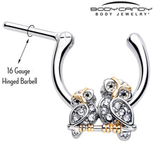 Load image into Gallery viewer, 16G 5/16 Clear Gem Evening Owls Cartilage Clicker