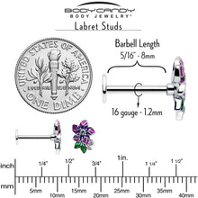 将图片加载到图库查看器,16G 5/16 Clear CZ Gem Flower Purple Flatback Stud