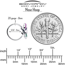 Load image into Gallery viewer, 20G 5/16 Clear CZ Gem Flower Purple Nose Hoop