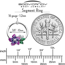 将图片加载到图库查看器,16G 3/8 Clear CZ Gem Flower Purple Hinged Segment Ring