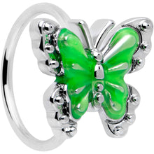 Load image into Gallery viewer, 20G 5/16 Butterfly Green Splash Nose Hoop