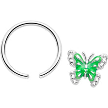 将图片加载到图库查看器,16G 3/8 Butterfly Green Splash BCR Captive Charm Ring