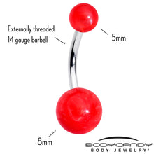 将图片加载到图库查看器,Opaque Bright Red Ends Belly Ring