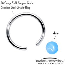 Load image into Gallery viewer, 16G 3/8 Simple Opaque Blue Ball BCR Captive Bead Ring