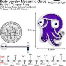 将图片加载到图库查看器,Purple Octopus Barbell Tongue Ring