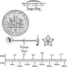 Load image into Gallery viewer, Clear Gem Star Texture Barbell Tongue Ring