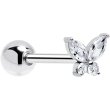 将图片加载到图库查看器,Clear CZ Gem Open Wing Butterfly Barbell Tongue Ring
