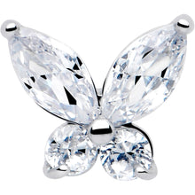将图片加载到图库查看器,Clear CZ Gem Open Wing Butterfly Barbell Tongue Ring