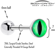 将图片加载到图库查看器,Kitty Green Eye UV Reactive Barbell Tongue Ring
