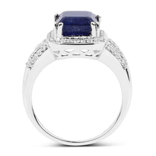 将图片加载到图库查看器,4.80 Carat Glass Filled Sapphire and White Topaz .925 Sterling Silver Ring