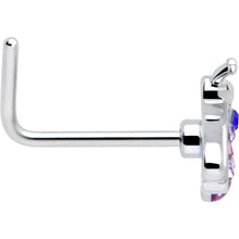 Load image into Gallery viewer, 20G 7mm Pink Blue Gem Beautiful Insect L Shape Nose Ring