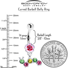 将图片加载到图库查看器,Pink Green Gem Caterpillar Flower Dangle Belly Ring