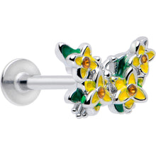 Load image into Gallery viewer, 16G 5/16 Yellow CZ Gem Blooming Butterfly Labret Monroe Tragus