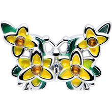 Load image into Gallery viewer, 20G 7mm Yellow CZ Gem Blooming Butterfly L Shape Nose Ring