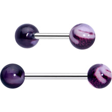 将图片加载到图库查看器,Green CZ Gem Crescent Moon Marbleized Barbell Tongue Ring Set of 4