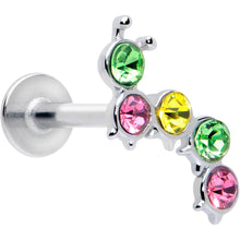 Load image into Gallery viewer, 16G 5/16 Green Pink Gem Caterpillar Labret Monroe Tragus